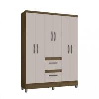Guarda Roupa Solteiro com Pés 6 Portas 2 Gavetas Capri Poquema - 2
