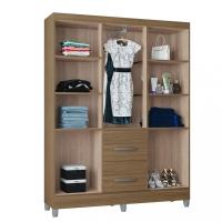 Guarda Roupa Solteiro com Pés 6 Portas 2 Gavetas Capri Poquema - 3