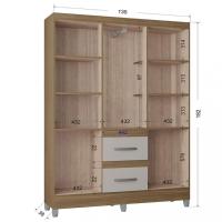 Guarda Roupa Solteiro com Pés 6 Portas 2 Gavetas Capri Poquema - 4