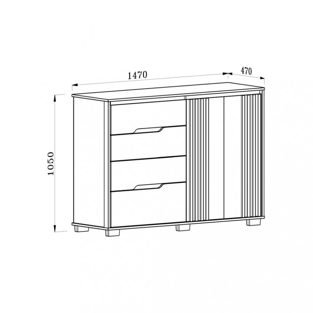 Cômoda 4 Gavetas 2 Portas Ripado Texas Moval - 3