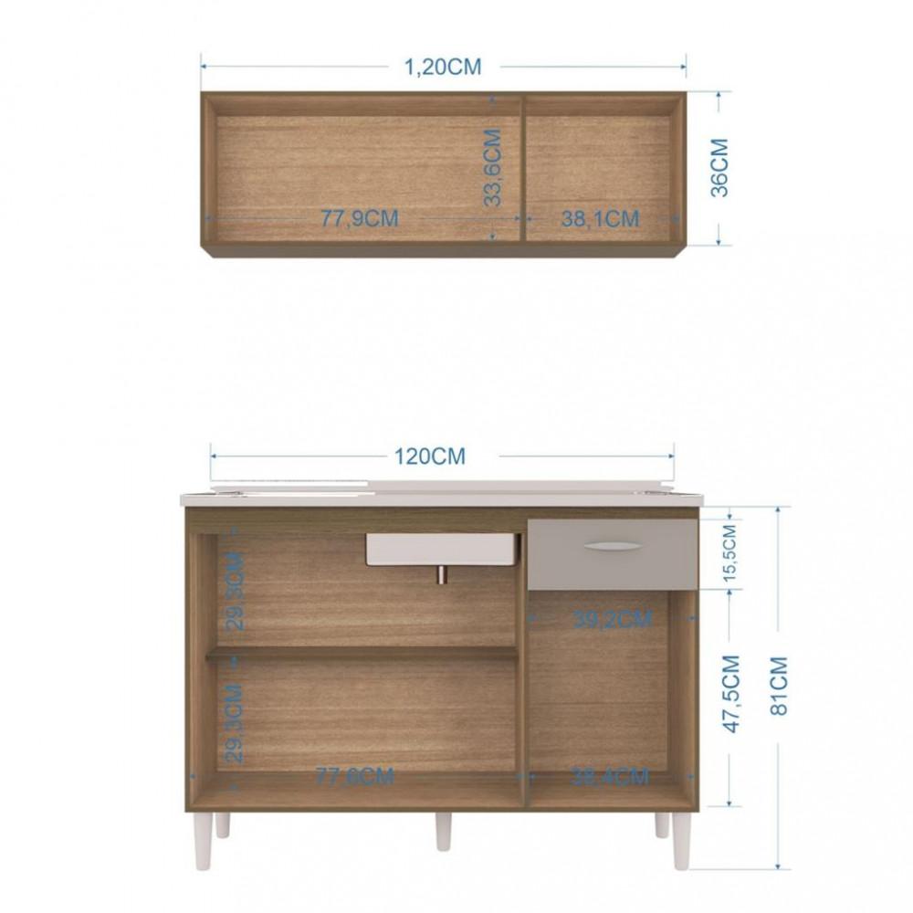 Cozinha Compacta 6 Portas 1 Gaveta Chic Poquema - 4