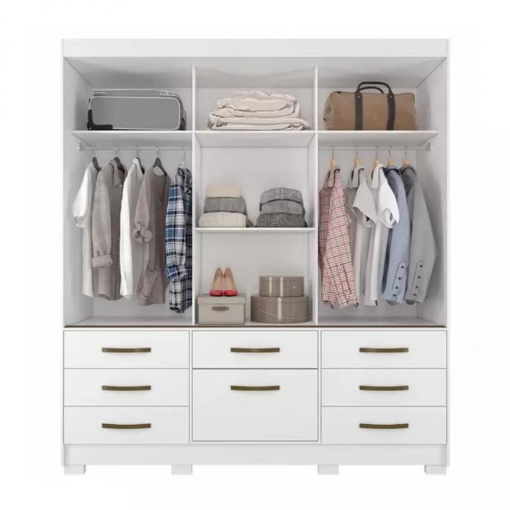 Guarda Roupa Casal Espelho 3 Portas 8 Gavetas Luiza Panan - 3