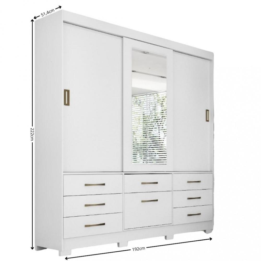 Guarda Roupa Casal Espelho 3 Portas 8 Gavetas Luiza Panan - 4