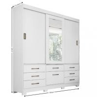 Guarda Roupa Casal Espelho 3 Portas 8 Gavetas Luiza Panan - 4