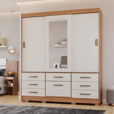 Guarda Roupa Casal Espelho 3 Portas 8 Gavetas Luiza Panan