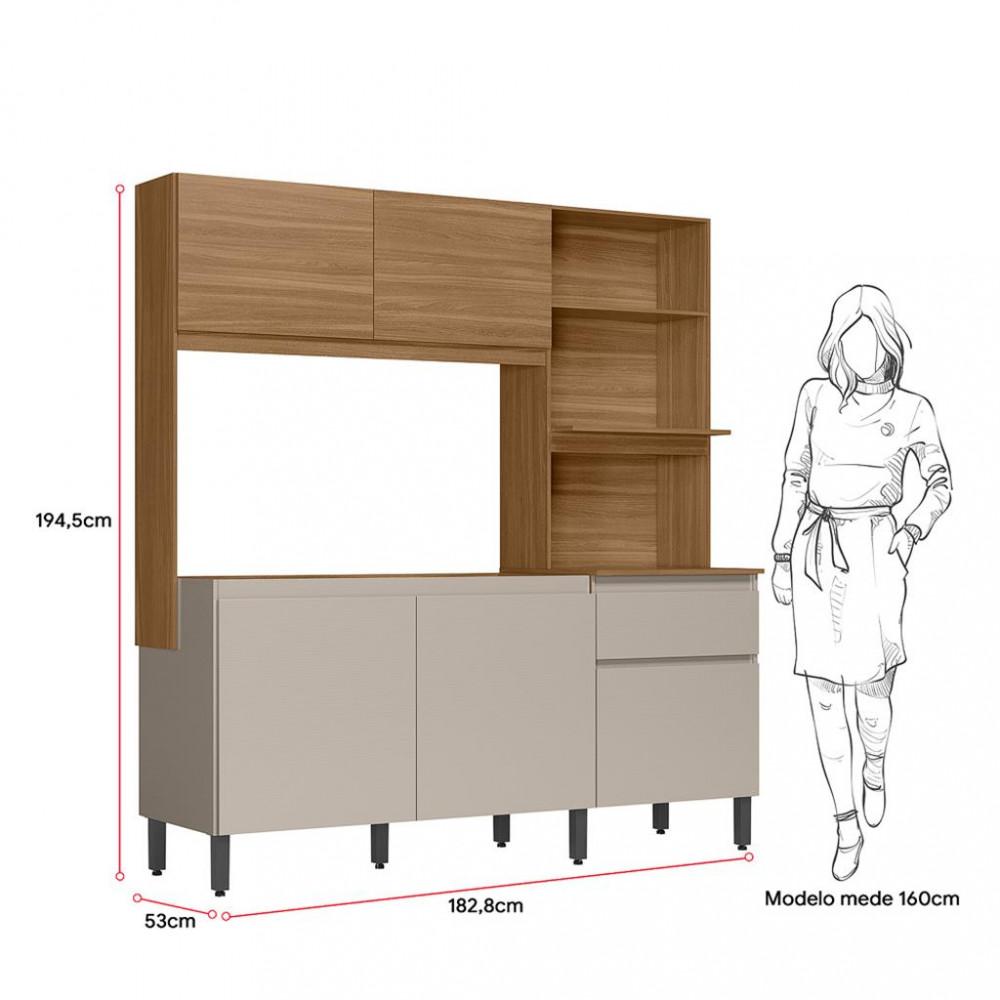 Cozinha Compacta 5 Portas 1 Gaveta Amaranto Demóbile - 4