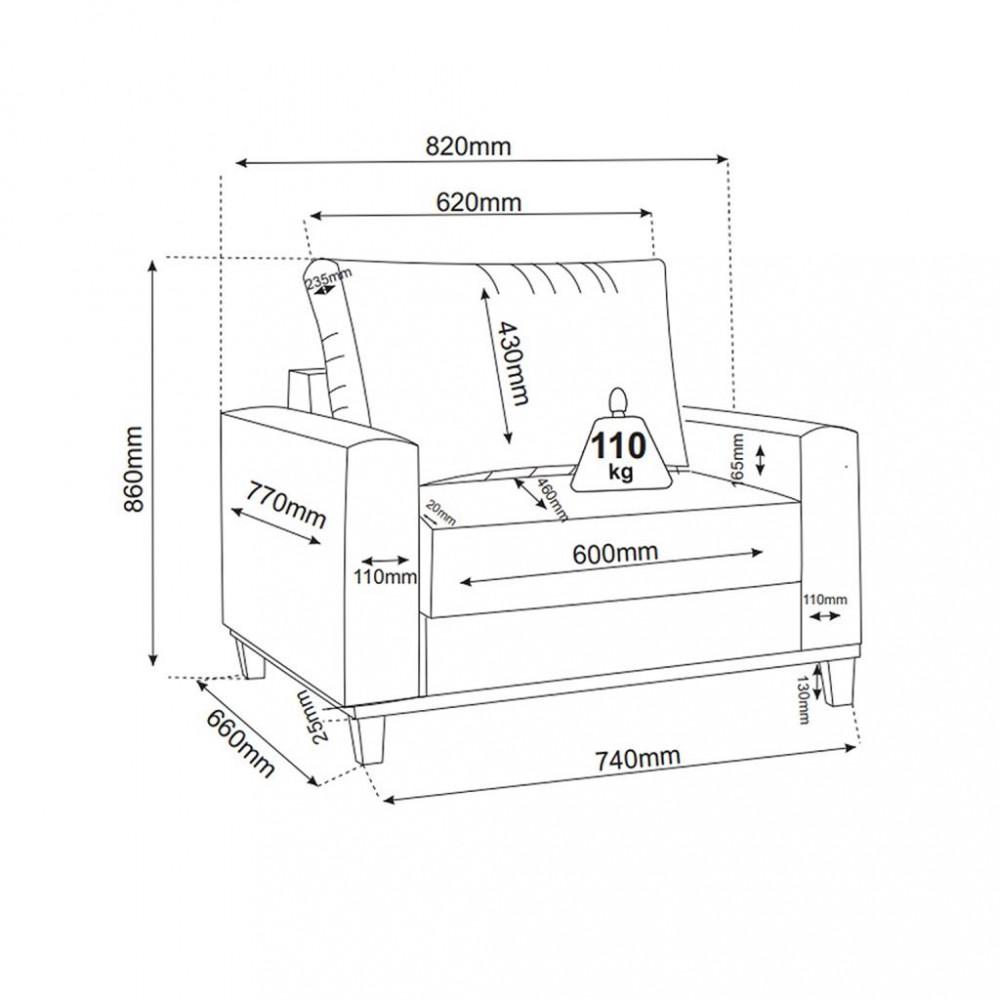 Poltrona Linho 82cm Viena Viero - 3