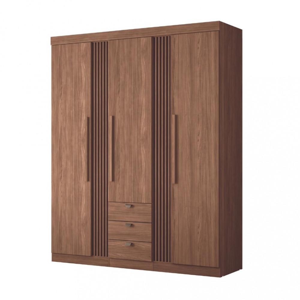 Guarda Roupa Solteiro 3 Portas 3 Gavetas Ripado Aurora Santos Andirá - 2