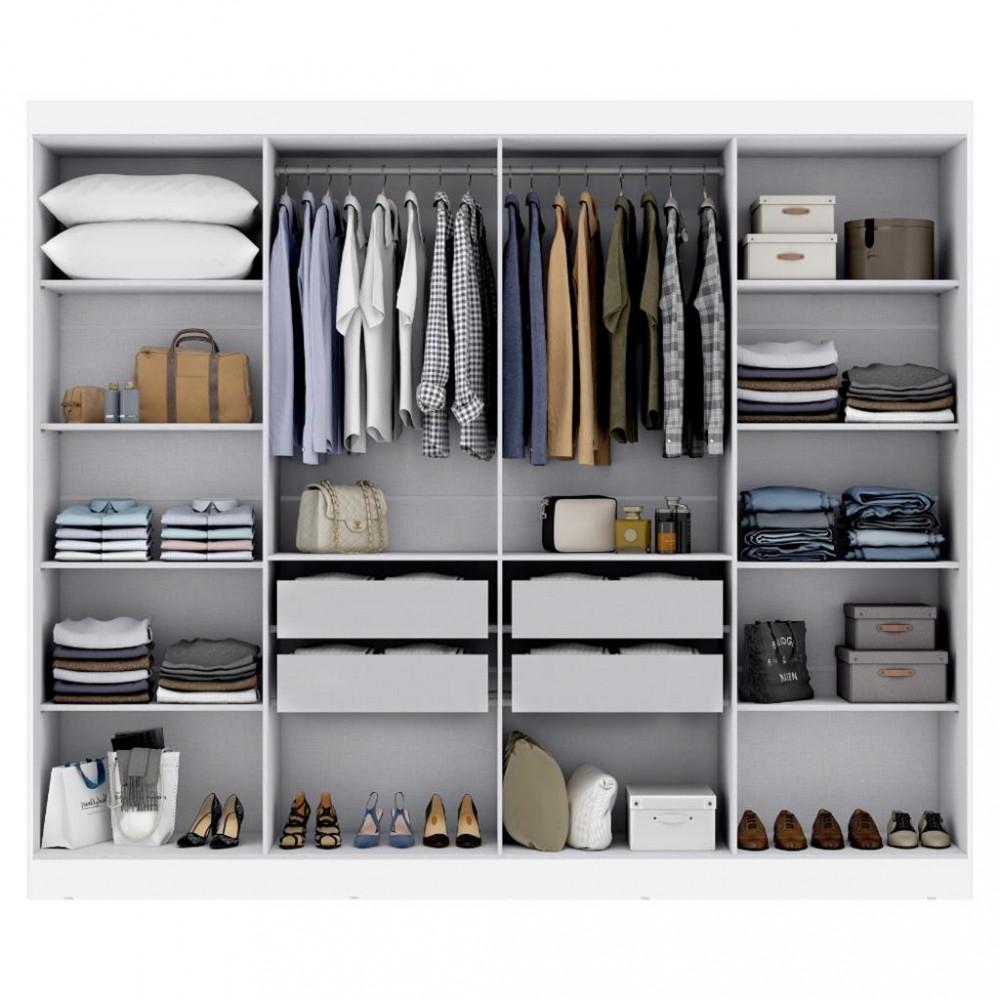 Guarda Roupa Casal Espelho 8 Portas 4 Gavetas MDF Genebra Maxel - 3
