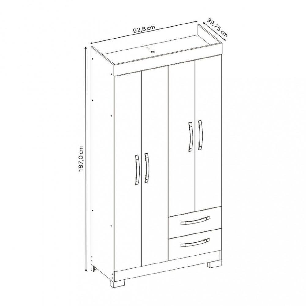 Guarda Roupa Solteiro 4 Portas 2 Gavetas Flex NT 6010 Notável Móveis - 5