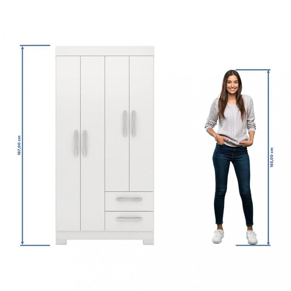 Guarda Roupa Solteiro 4 Portas 2 Gavetas Flex NT 6010 Notável Móveis - 6