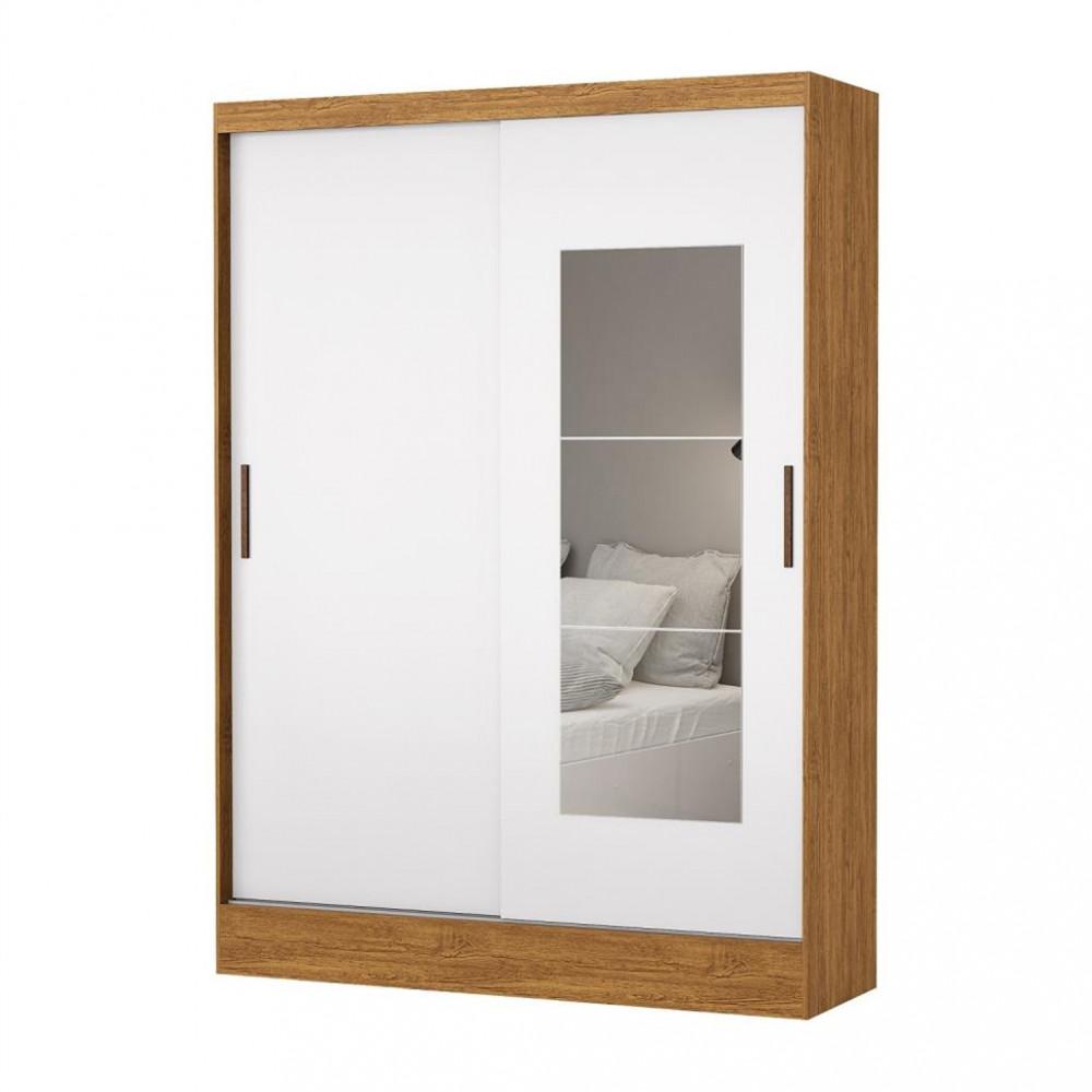 Guarda Roupa Solteiro com Espelho 2 Portas de Correr 2 Gavetas Belém Carioca Móveis - 2