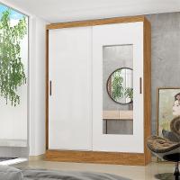 Guarda Roupa Solteiro com Espelho 2 Portas de Correr 2 Gavetas Belém Carioca Móveis - 1