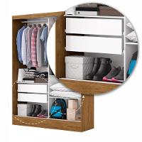 Guarda Roupa Solteiro com Espelho 2 Portas de Correr 2 Gavetas Belém Carioca Móveis - 5