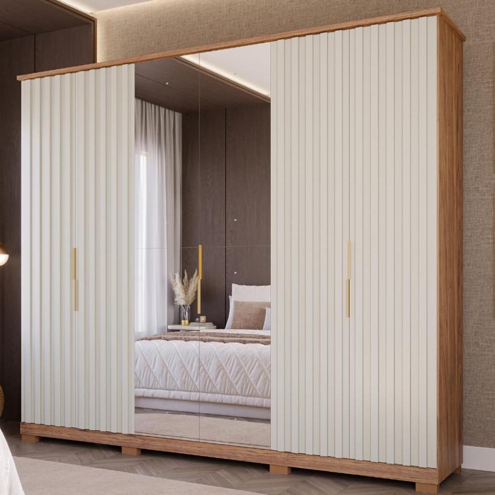 Guarda Roupa Casal com Espelho 6 Portas 6 Gavetas La Belle Panan Móveis - 1