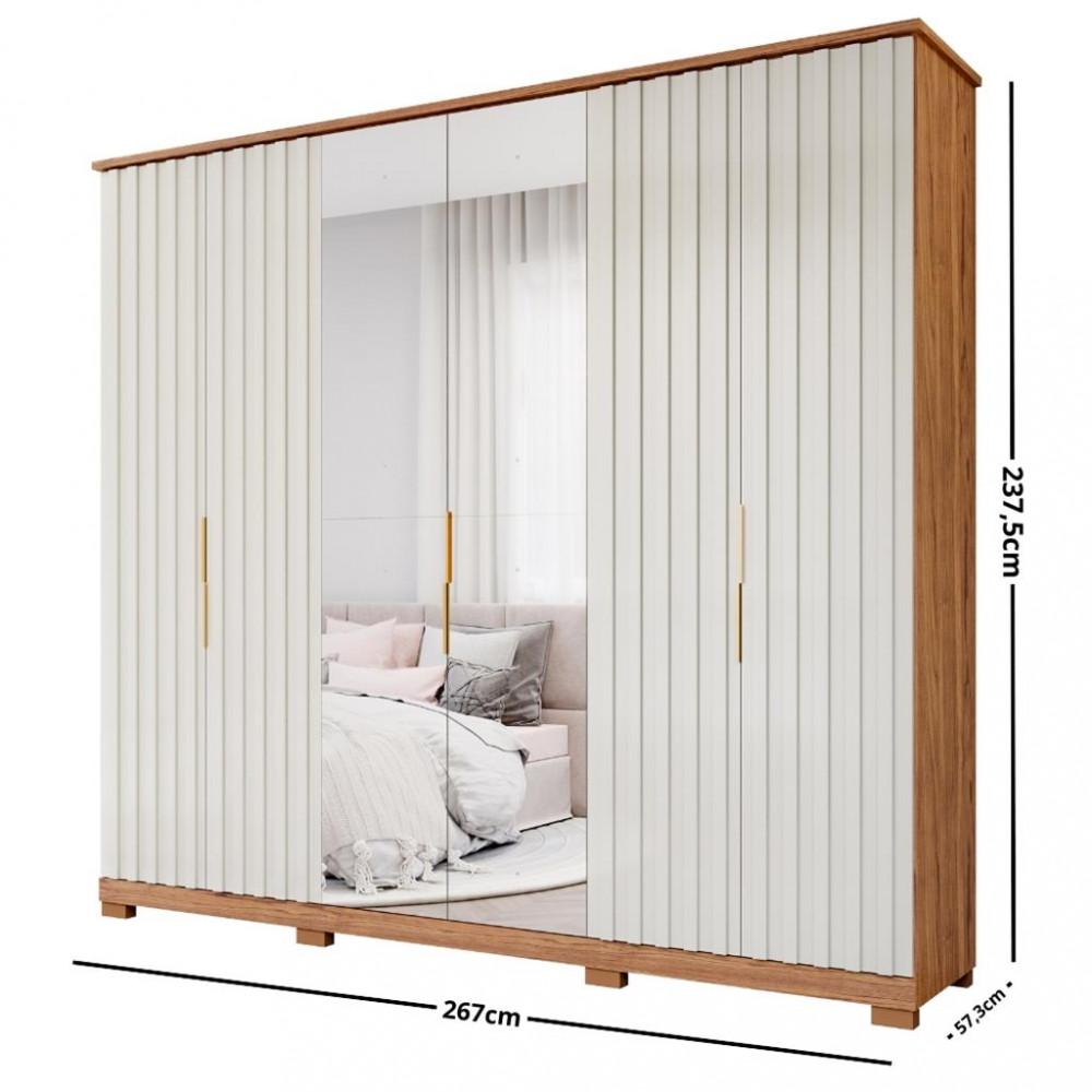 Guarda Roupa Casal com Espelho 6 Portas 6 Gavetas La Belle Panan Móveis - 4