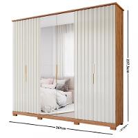 Guarda Roupa Casal com Espelho 6 Portas 6 Gavetas La Belle Panan Móveis - 4