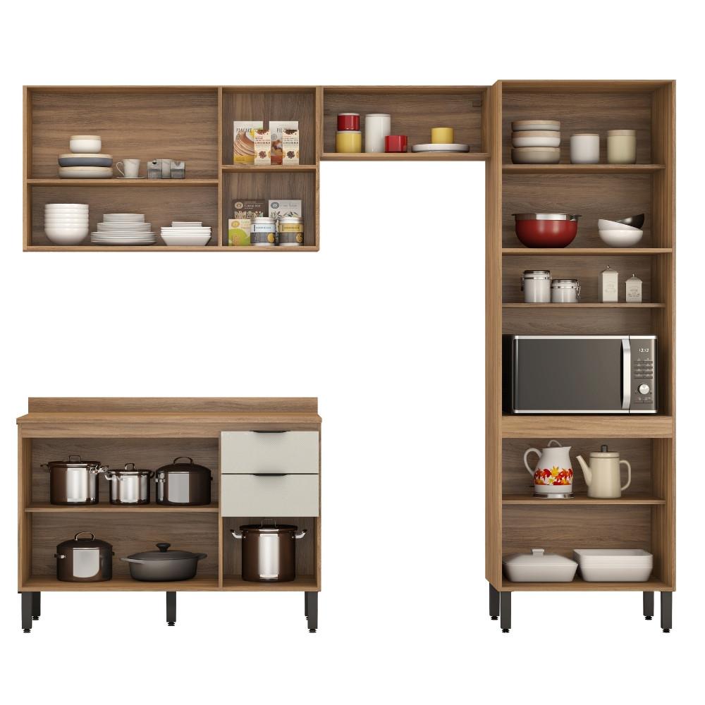 Cozinha Compacta 4 Peças com 2 Portas Vidro FI0002 Firenza Demobile - 3