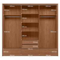 Guarda Roupa Casal com Espelho 3 Portas de Correr 5 Gavetas Ripado Flex Democrata Santos Andira - 3