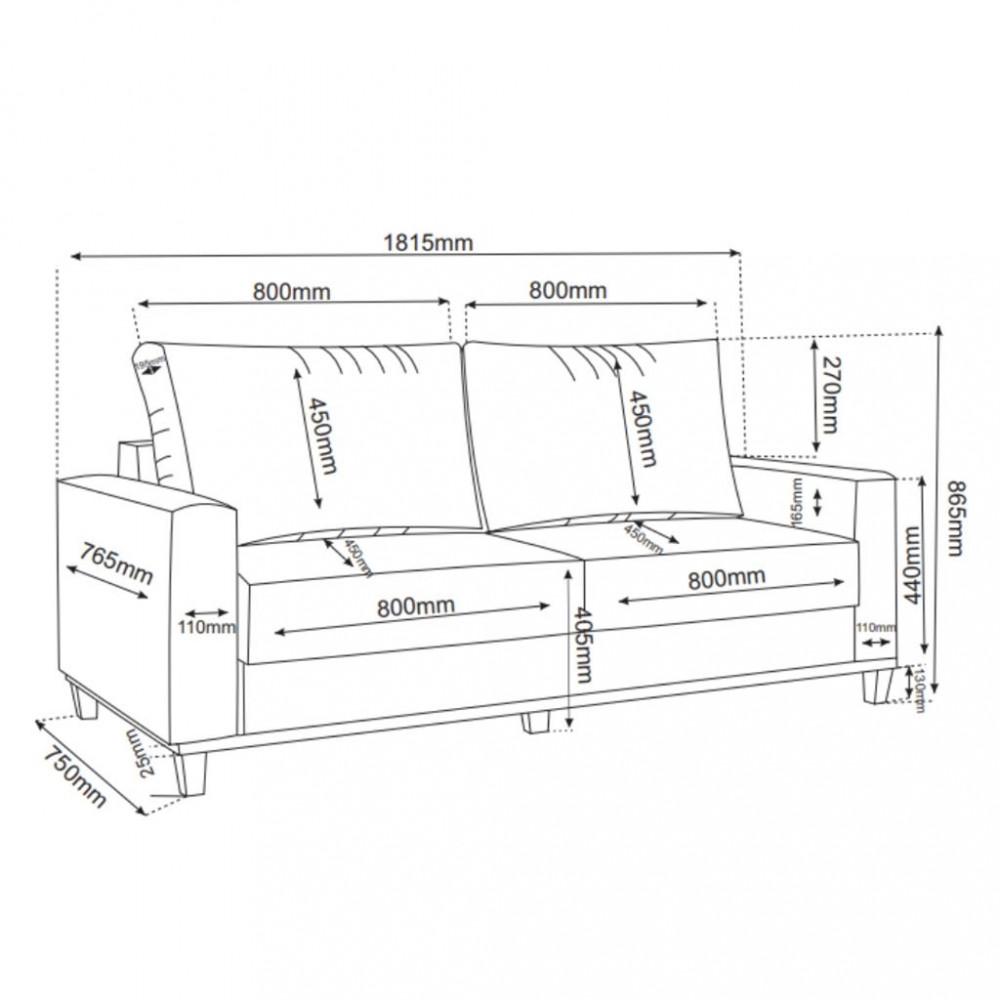 Sofá 3 Lugares Linho 180cm Vicente Viero Móveis - 3