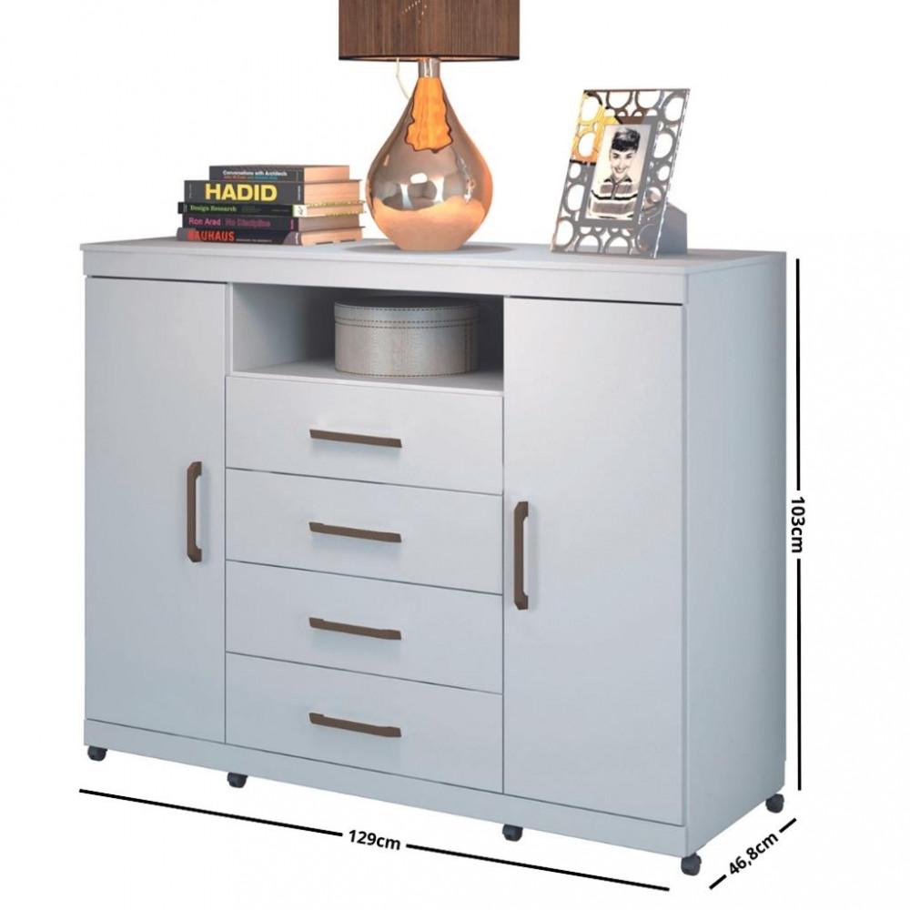 Cômoda 4 Gavetas 2 Portas com Rodizio Havana Master Santos Andira - 4