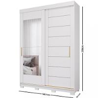 Guarda Roupa Solteiro com Espelho e Pés 2 Portas de Correr 3 Gavetas Liz Slide Panan - 4