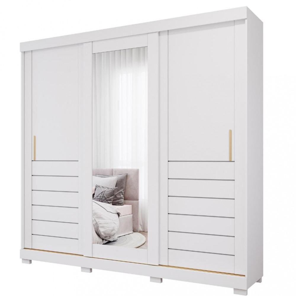 Guarda Roupa Casal com Espelho e Pés 3 Portas de Correr 6 Gavetas Cecilia Slide Panan - 2