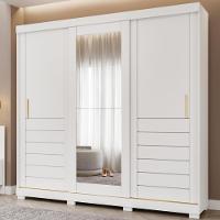 Guarda Roupa Casal com Espelho e Pés 3 Portas de Correr 6 Gavetas Cecilia Slide Panan - 1