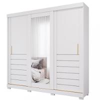 Guarda Roupa Casal com Espelho e Pés 3 Portas de Correr 6 Gavetas Cecilia Slide Panan - 2