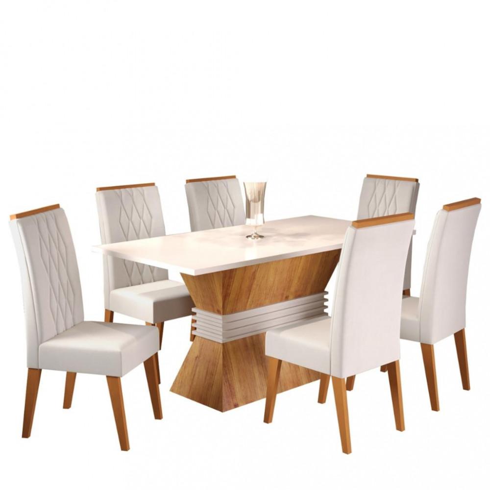 Conjunto Sala de Jantar Mesa Plata 6 Cadeiras Cristal Viero - 2