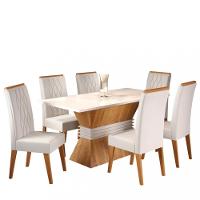 Conjunto Sala de Jantar Mesa Plata 6 Cadeiras Cristal Viero - 2