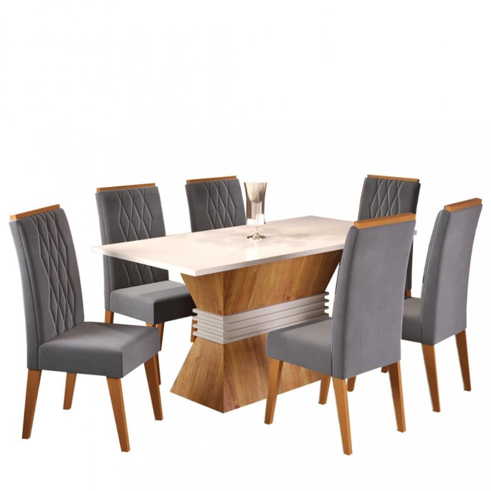 Conjunto Sala de Jantar Mesa Plata 6 Cadeiras Cristal Viero - 2