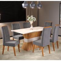 Conjunto Sala de Jantar Mesa Plata 6 Cadeiras Cristal Viero - 1