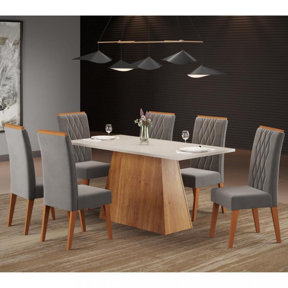 Conjunto Sala de Jantar Mesa Paris 6 Cadeiras Cristal Viero - 1