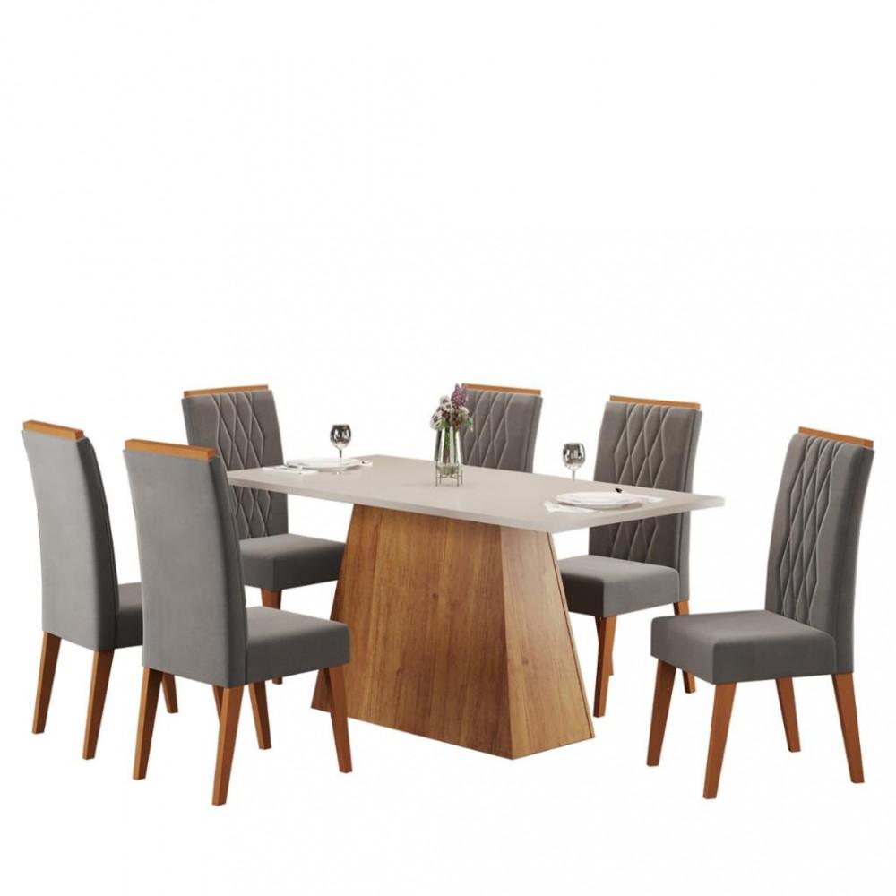 Conjunto Sala de Jantar Mesa Paris 6 Cadeiras Cristal Viero - 2