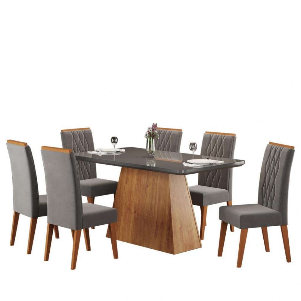 Conjunto Sala de Jantar Mesa Guaruja 6 Cadeiras Cristal Viero - 2