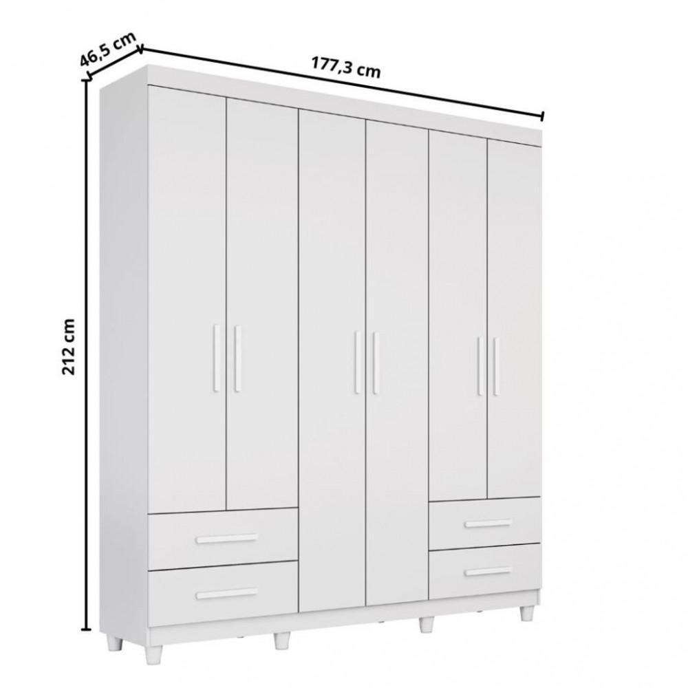 Guarda Roupa Casal 6 Portas 4 Gavetas Canadá Plus Conquista Móveis - 4