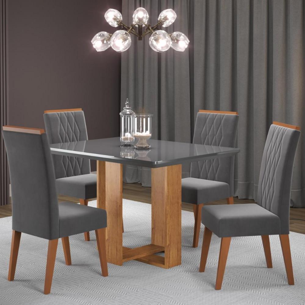 Conjunto Sala de Jantar Mesa Caxias 6 Cadeiras Cristal Viero - 1