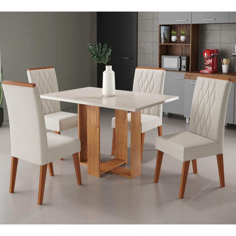 Conjunto Sala de Jantar Mesa Letonia 4 Cadeiras Cristal Viero - 1