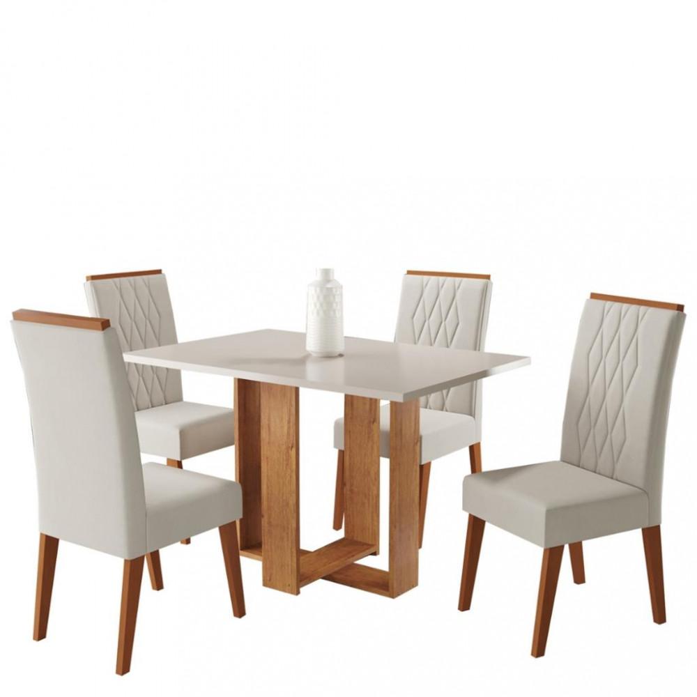 Conjunto Sala de Jantar Mesa Letonia 4 Cadeiras Cristal Viero - 2