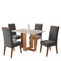 Conjunto Sala de Jantar Mesa Letonia 4 Cadeiras Cristal Viero - 2