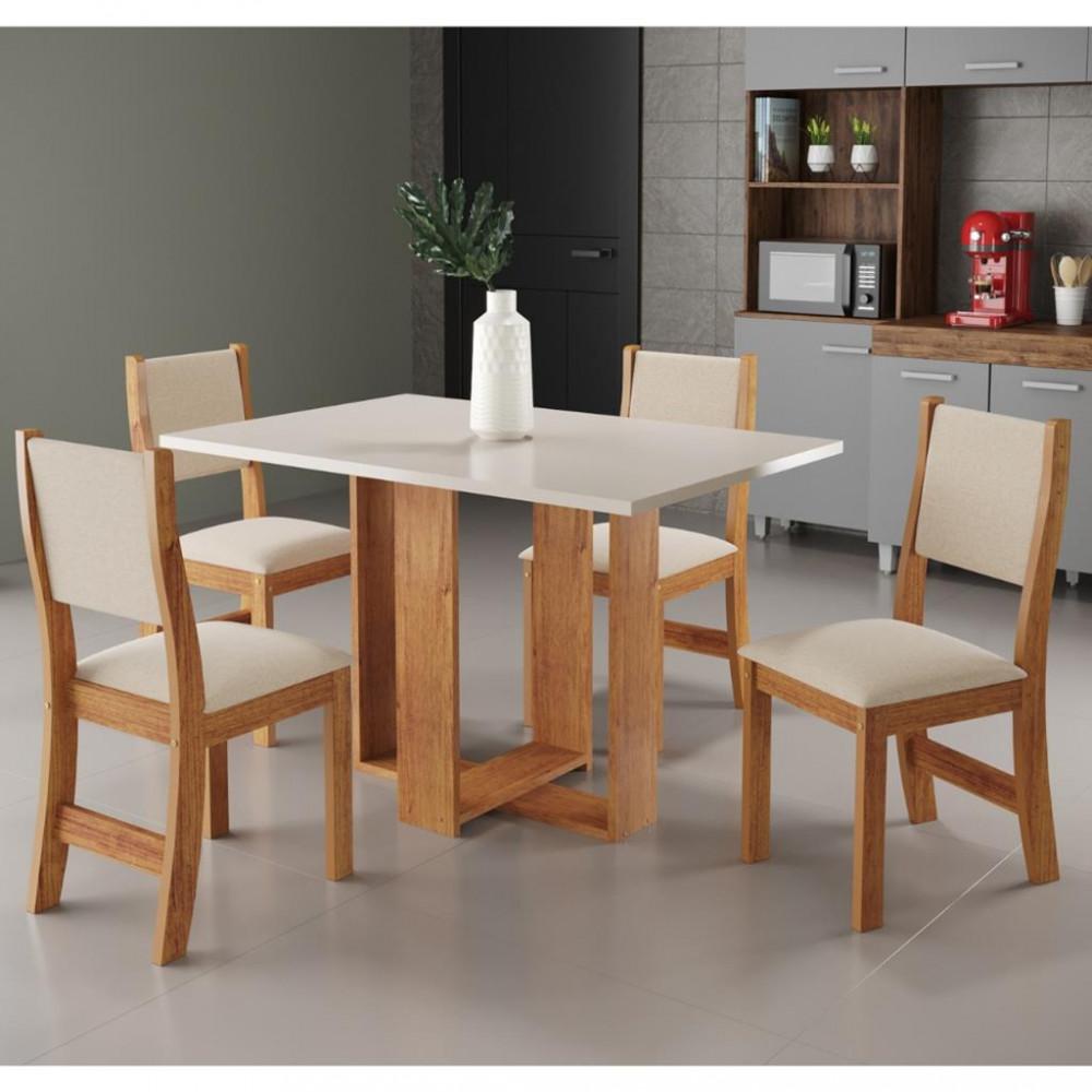 Conjunto Sala de Jantar Mesa Palácio 4 Cadeiras Sol Viero - 1