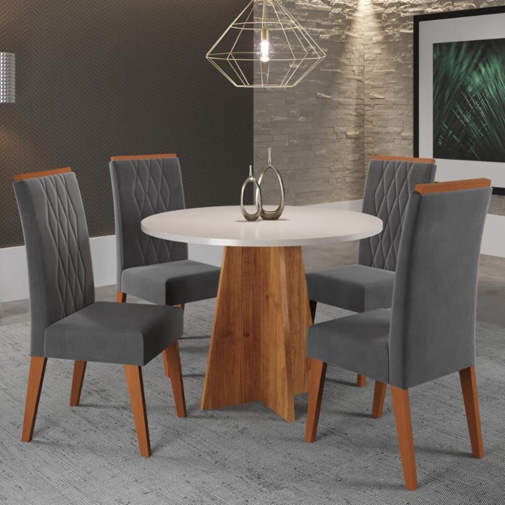 Conjunto Sala de Jantar Mesa Fiorenza 4 Cadeiras Cristal Viero - 1