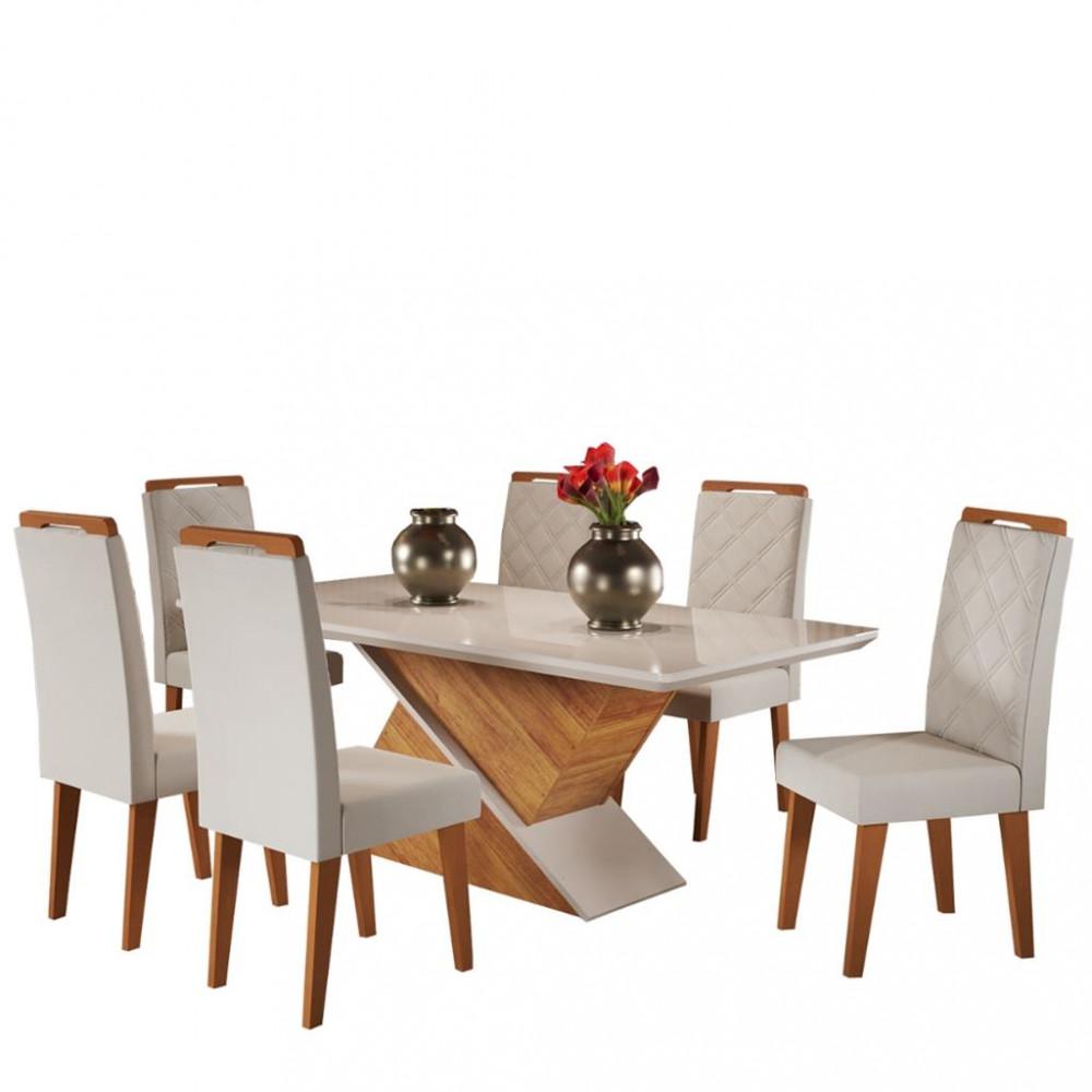 Conjunto Sala de Jantar Mesa Glamurosa 6 Cadeiras Rubi Viero - 2
