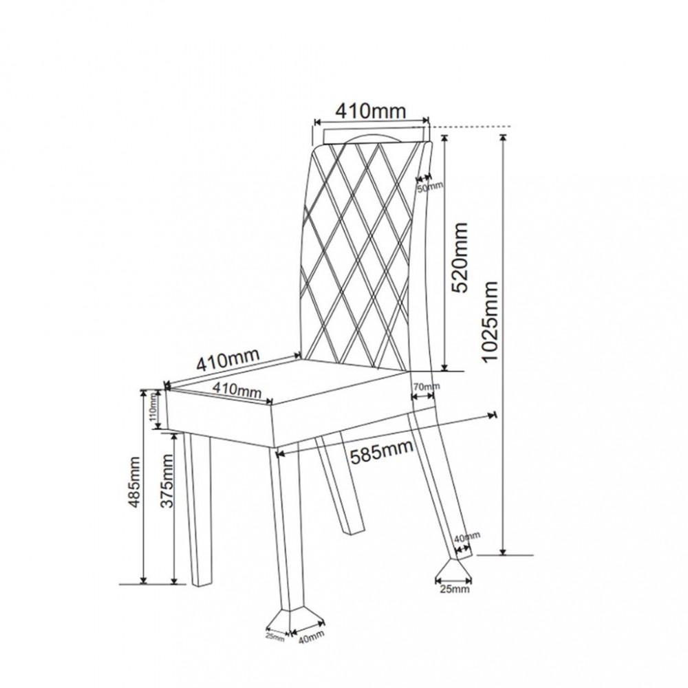 Conjunto Sala de Jantar Mesa Glamurosa 6 Cadeiras Rubi Viero - 4