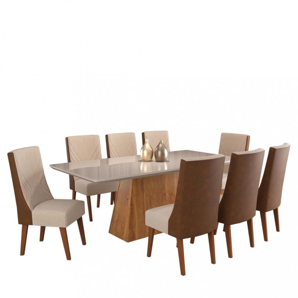 Conjunto Sala de Jantar Mesa Maldivas 8 Cadeiras Cristal Viero - 2