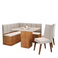 Canto Alemão com Baú Londres com 2 Cadeiras Milão Viero - 1