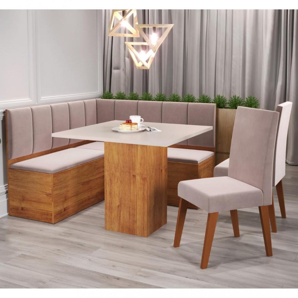 Canto Alemão com Baú Londres com 2 Cadeiras Milão Viero - 2