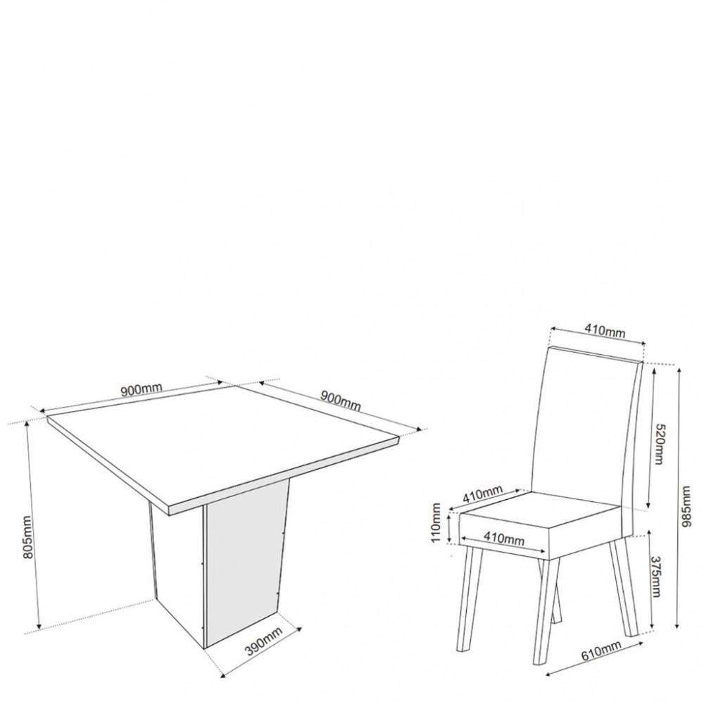 Canto Alemão com Baú Londres com 2 Cadeiras Milão Viero - 4
