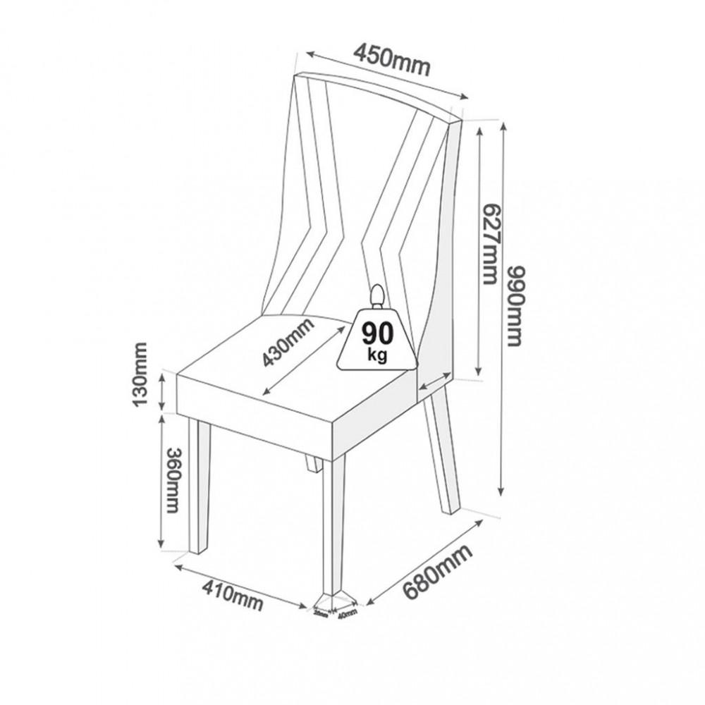 Conjunto Sala de Jantar Mesa Glamurosa 6 Cadeiras Topazio Viero - 4